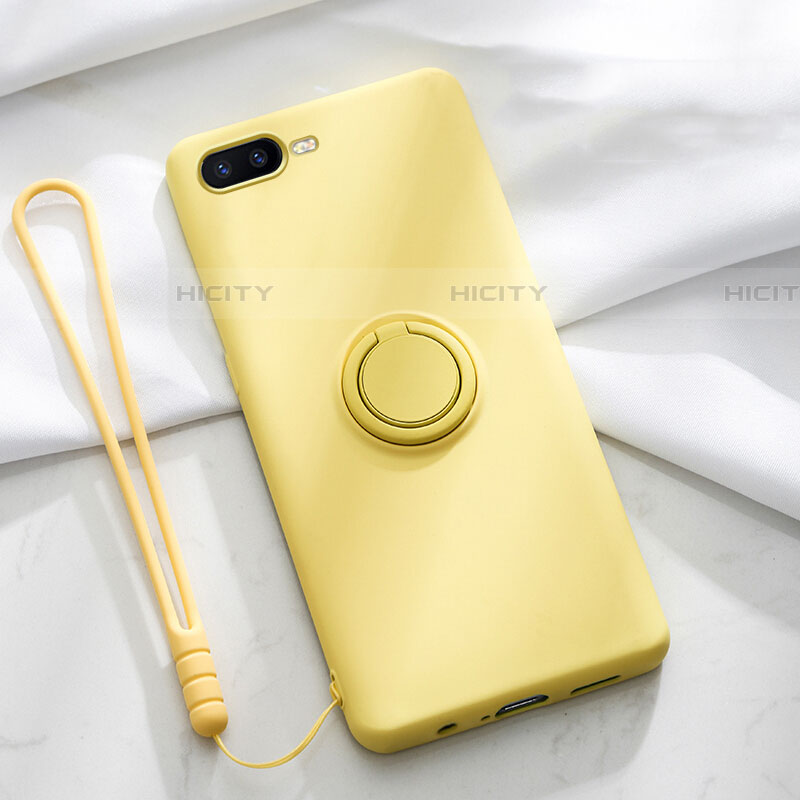 Custodia Silicone Ultra Sottile Morbida Cover con Magnetico Anello Supporto T02 per Oppo RX17 Neo