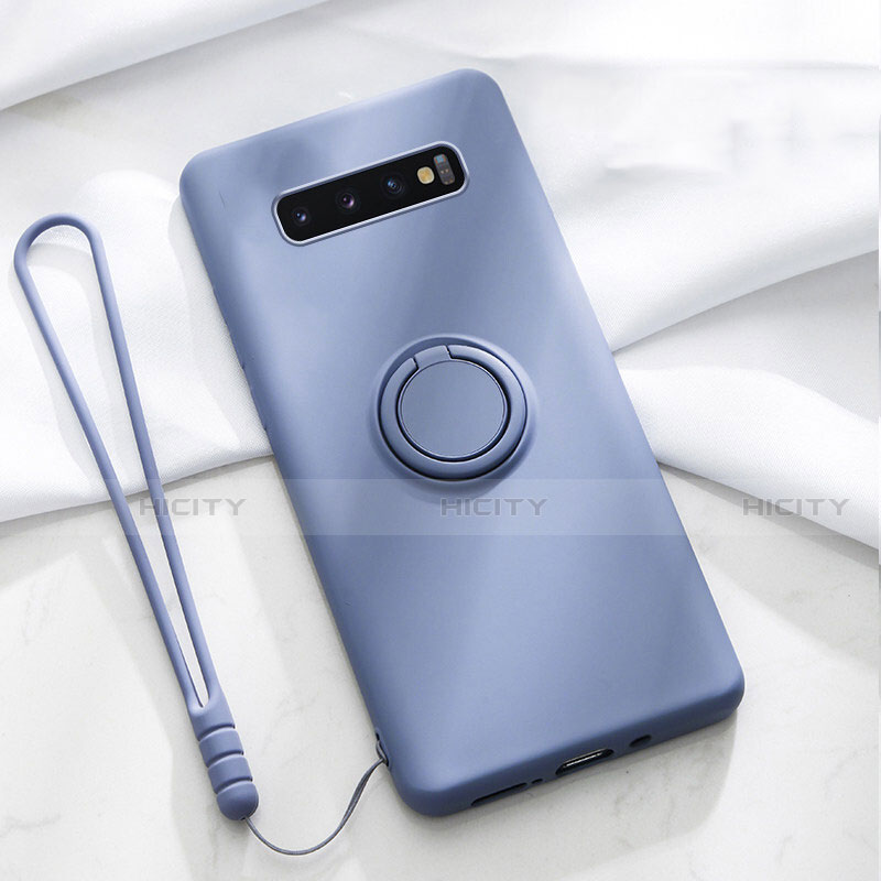 Custodia Silicone Ultra Sottile Morbida Cover con Magnetico Anello Supporto T02 per Samsung Galaxy S10 5G Viola