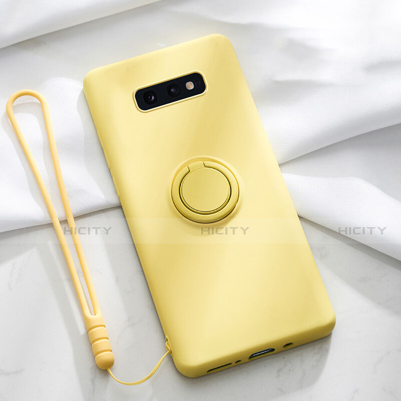 Custodia Silicone Ultra Sottile Morbida Cover con Magnetico Anello Supporto T02 per Samsung Galaxy S10e