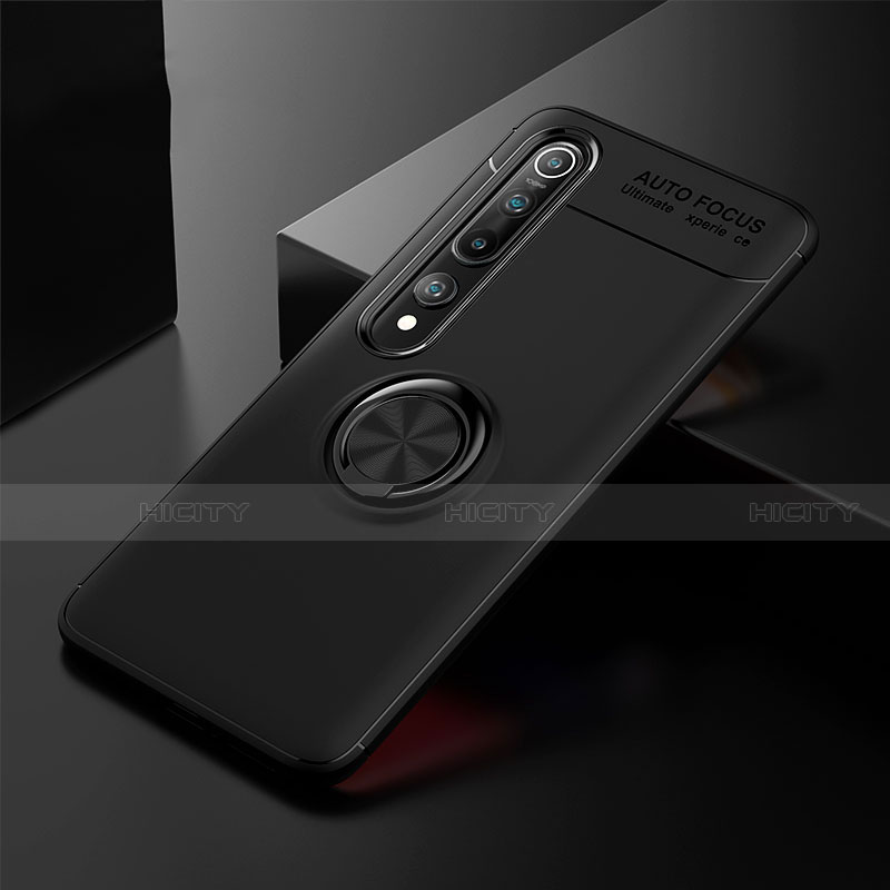 Custodia Silicone Ultra Sottile Morbida Cover con Magnetico Anello Supporto T02 per Xiaomi Mi 10 Nero