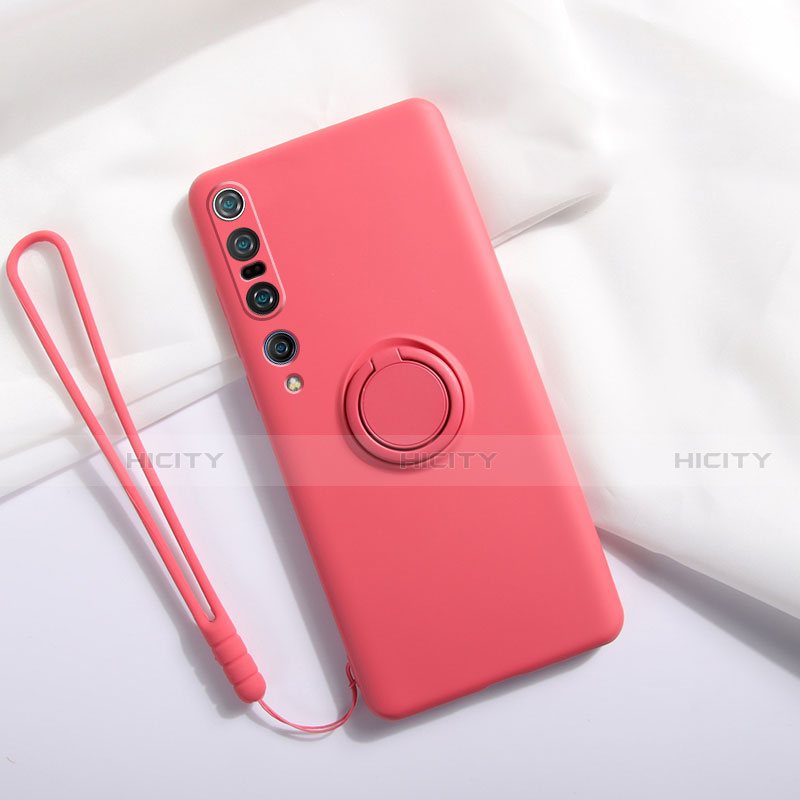 Custodia Silicone Ultra Sottile Morbida Cover con Magnetico Anello Supporto T02 per Xiaomi Mi 10 Pro