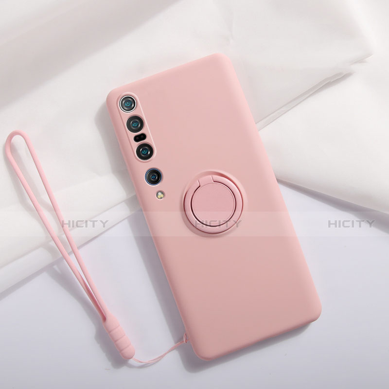 Custodia Silicone Ultra Sottile Morbida Cover con Magnetico Anello Supporto T02 per Xiaomi Mi 10 Pro