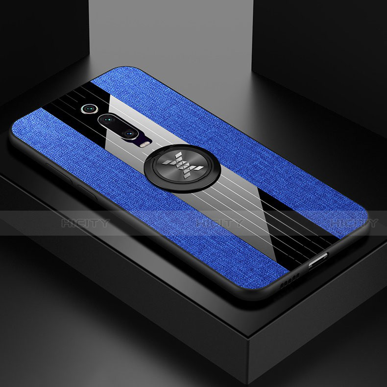 Custodia Silicone Ultra Sottile Morbida Cover con Magnetico Anello Supporto T02 per Xiaomi Mi 9T