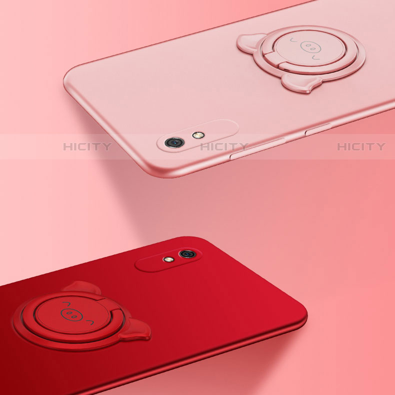 Custodia Silicone Ultra Sottile Morbida Cover con Magnetico Anello Supporto T02 per Xiaomi Redmi 9A