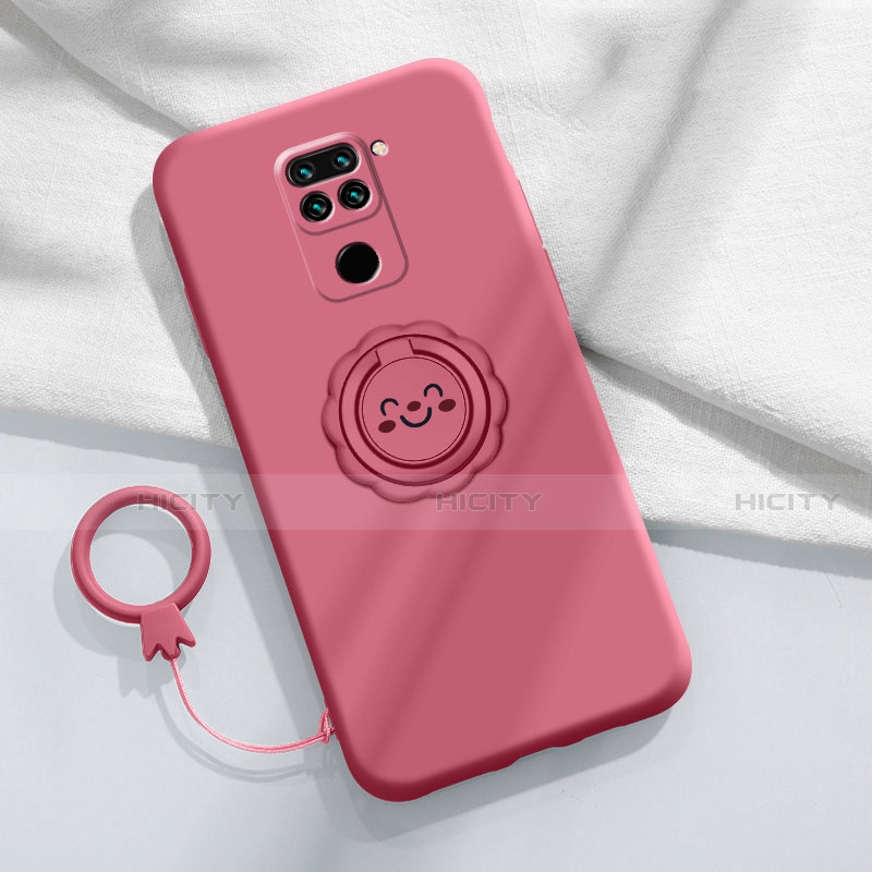 Custodia Silicone Ultra Sottile Morbida Cover con Magnetico Anello Supporto T02 per Xiaomi Redmi Note 9