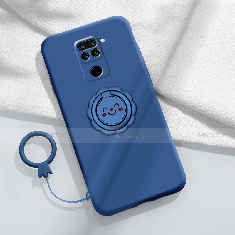 Custodia Silicone Ultra Sottile Morbida Cover con Magnetico Anello Supporto T02 per Xiaomi Redmi Note 9