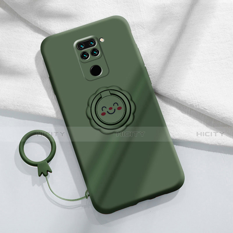 Custodia Silicone Ultra Sottile Morbida Cover con Magnetico Anello Supporto T02 per Xiaomi Redmi Note 9 Verde