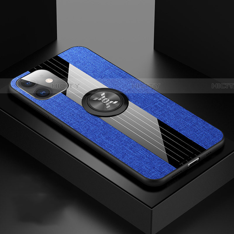 Custodia Silicone Ultra Sottile Morbida Cover con Magnetico Anello Supporto T03 per Apple iPhone 11 Blu