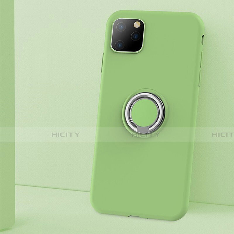 Custodia Silicone Ultra Sottile Morbida Cover con Magnetico Anello Supporto T03 per Apple iPhone 11 Pro Verde