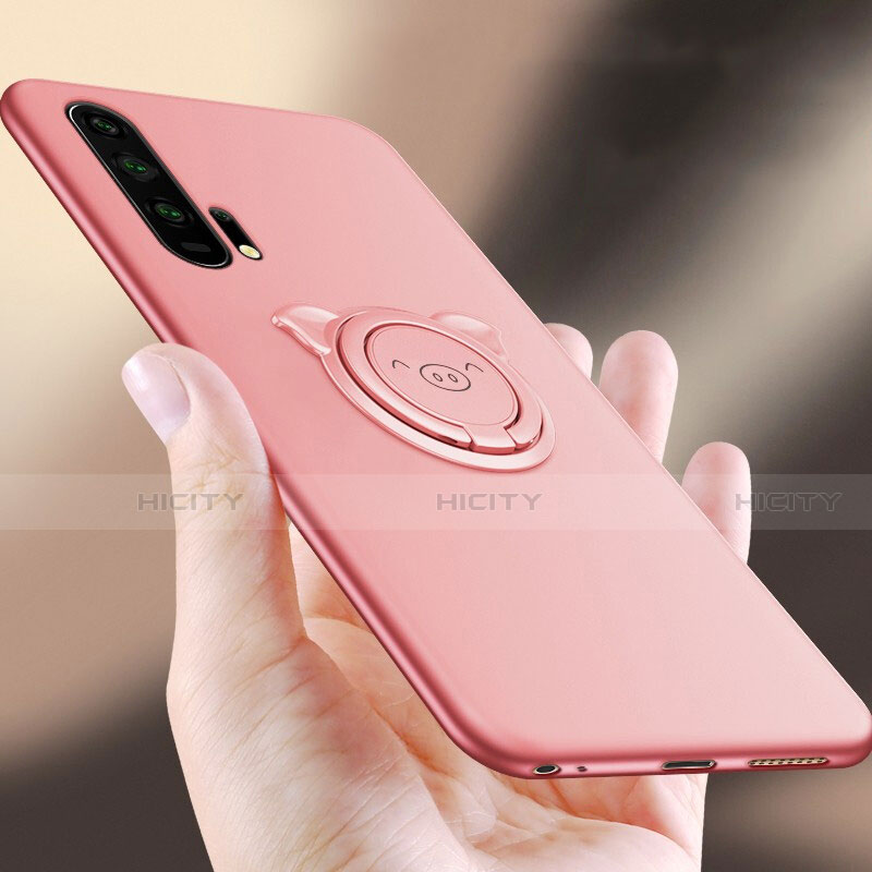 Custodia Silicone Ultra Sottile Morbida Cover con Magnetico Anello Supporto T03 per Huawei Honor 20 Pro Rosa