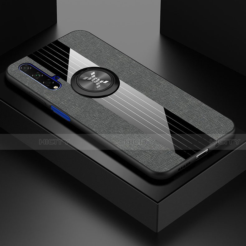 Custodia Silicone Ultra Sottile Morbida Cover con Magnetico Anello Supporto T03 per Huawei Honor 20S Grigio
