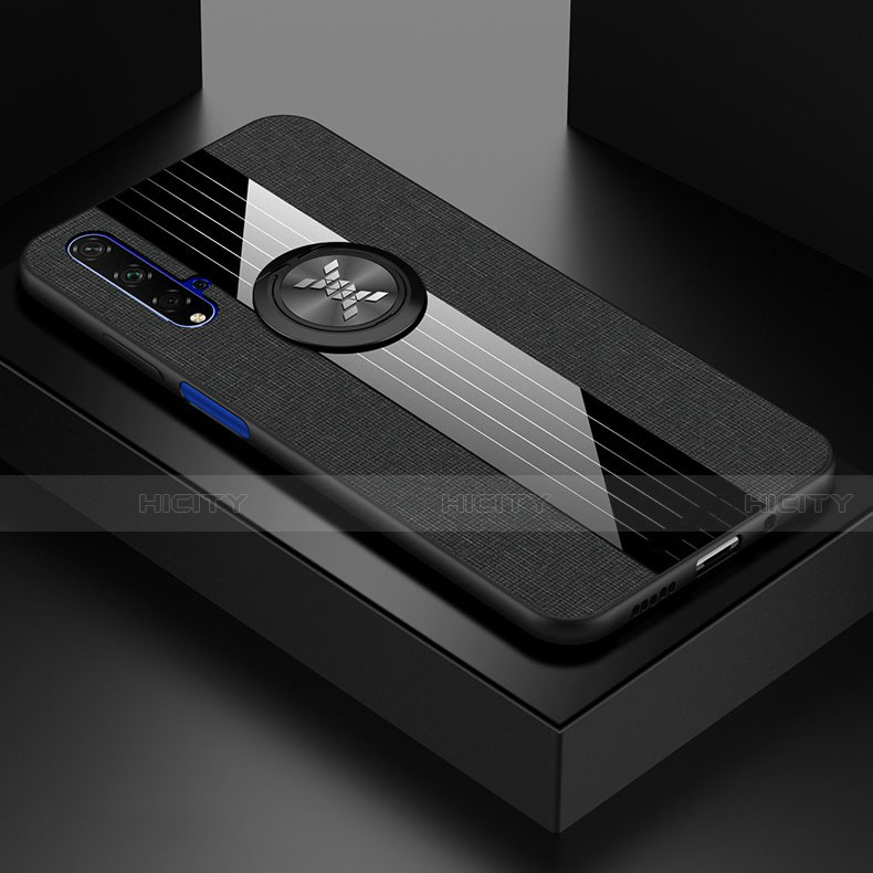 Custodia Silicone Ultra Sottile Morbida Cover con Magnetico Anello Supporto T03 per Huawei Honor 20S Nero