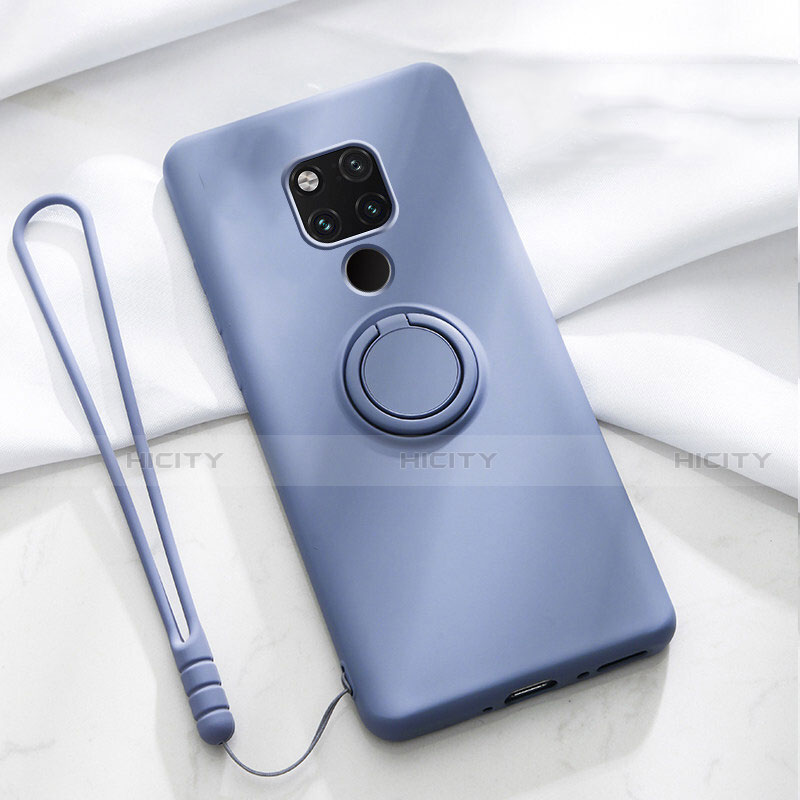 Custodia Silicone Ultra Sottile Morbida Cover con Magnetico Anello Supporto T03 per Huawei Mate 20 X 5G