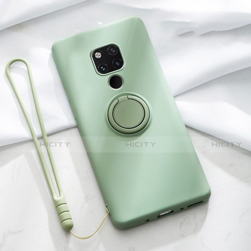 Custodia Silicone Ultra Sottile Morbida Cover con Magnetico Anello Supporto T03 per Huawei Mate 20 X 5G Verde