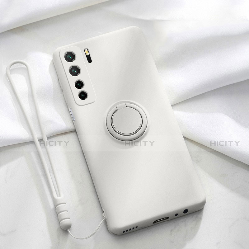 Custodia Silicone Ultra Sottile Morbida Cover con Magnetico Anello Supporto T03 per Huawei Nova 7 SE 5G