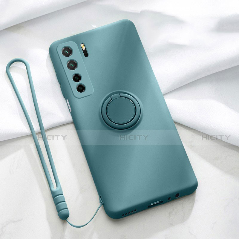 Custodia Silicone Ultra Sottile Morbida Cover con Magnetico Anello Supporto T03 per Huawei P40 Lite 5G