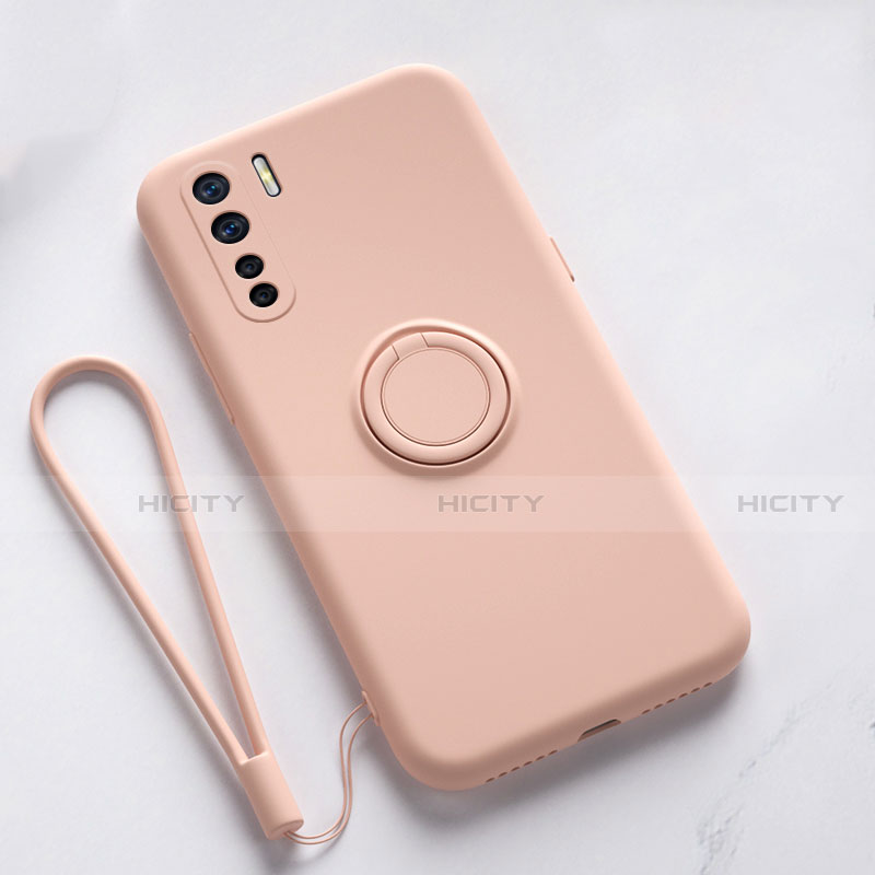 Custodia Silicone Ultra Sottile Morbida Cover con Magnetico Anello Supporto T03 per Oppo F15