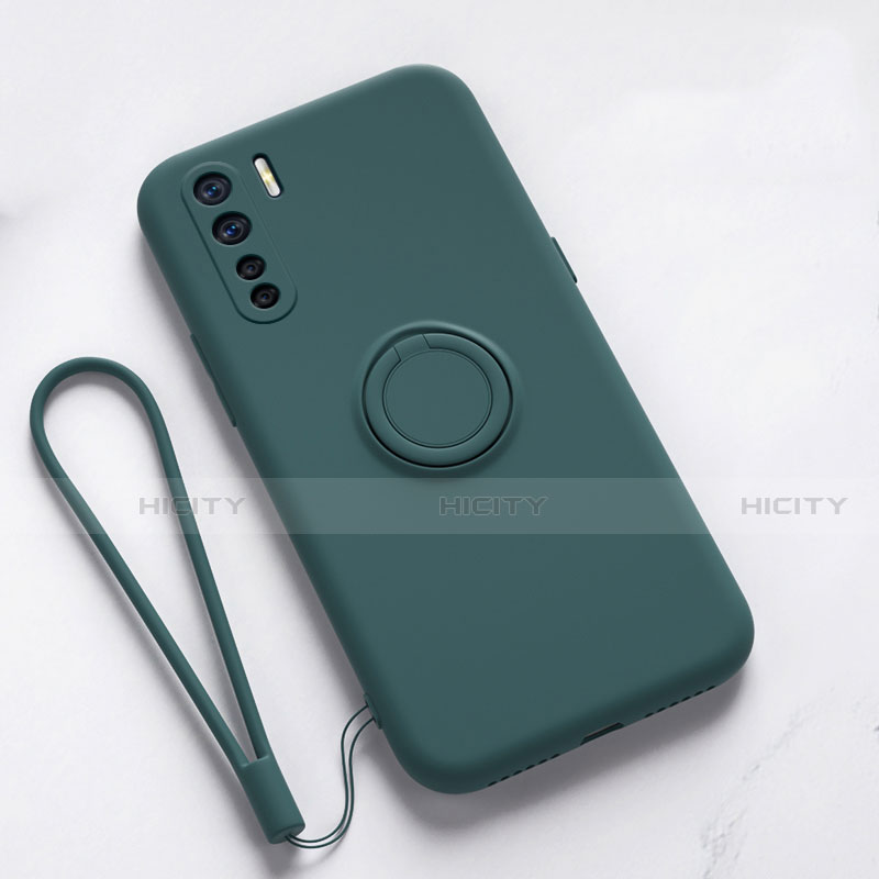 Custodia Silicone Ultra Sottile Morbida Cover con Magnetico Anello Supporto T03 per Oppo F15