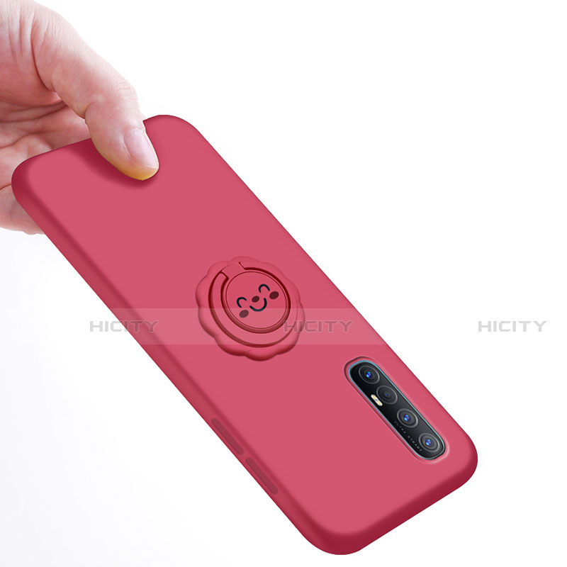 Custodia Silicone Ultra Sottile Morbida Cover con Magnetico Anello Supporto T03 per Oppo Reno3 Pro