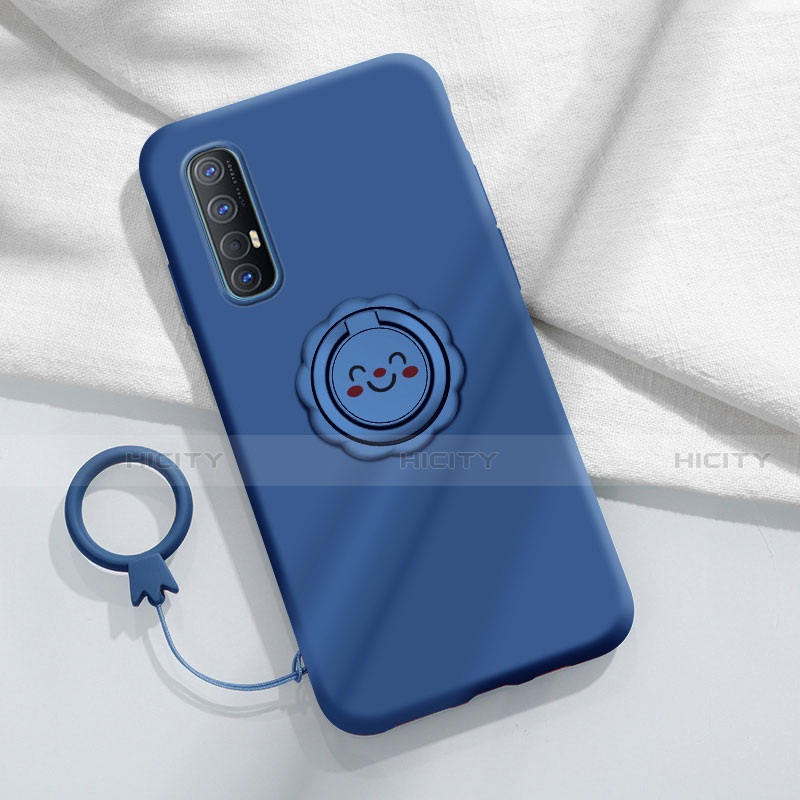 Custodia Silicone Ultra Sottile Morbida Cover con Magnetico Anello Supporto T03 per Oppo Reno3 Pro