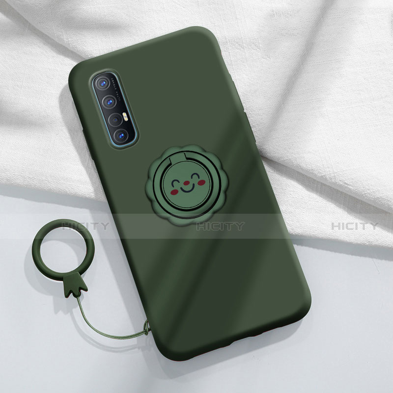 Custodia Silicone Ultra Sottile Morbida Cover con Magnetico Anello Supporto T03 per Oppo Reno3 Pro