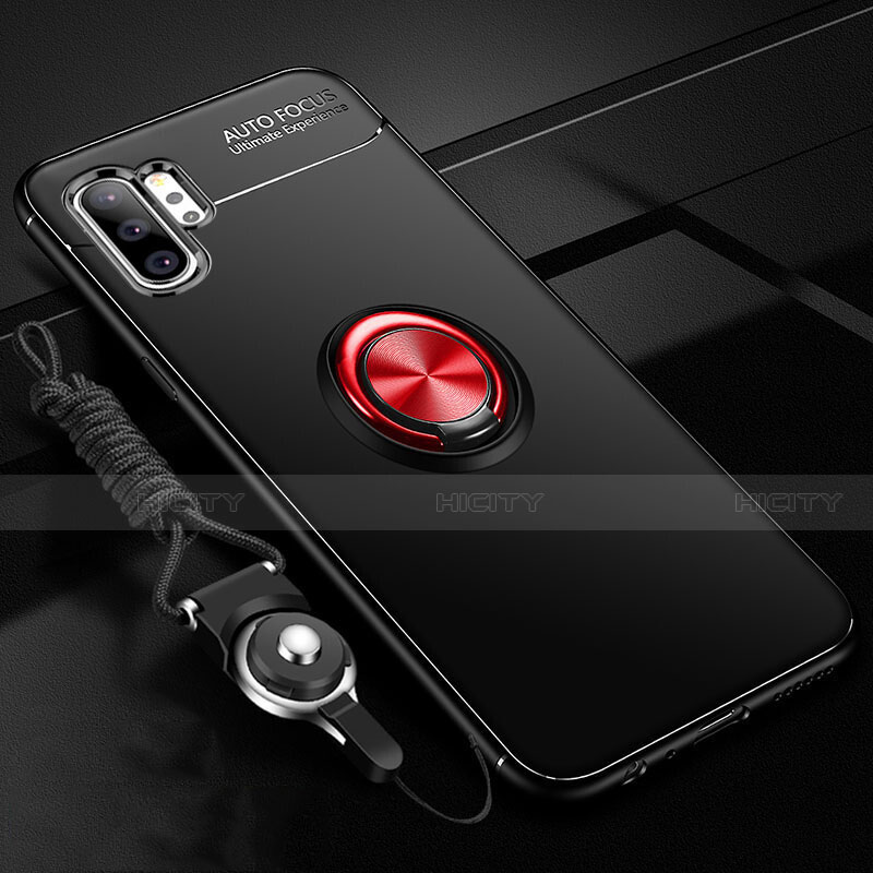 Custodia Silicone Ultra Sottile Morbida Cover con Magnetico Anello Supporto T03 per Samsung Galaxy Note 10 Plus Rosso e Nero