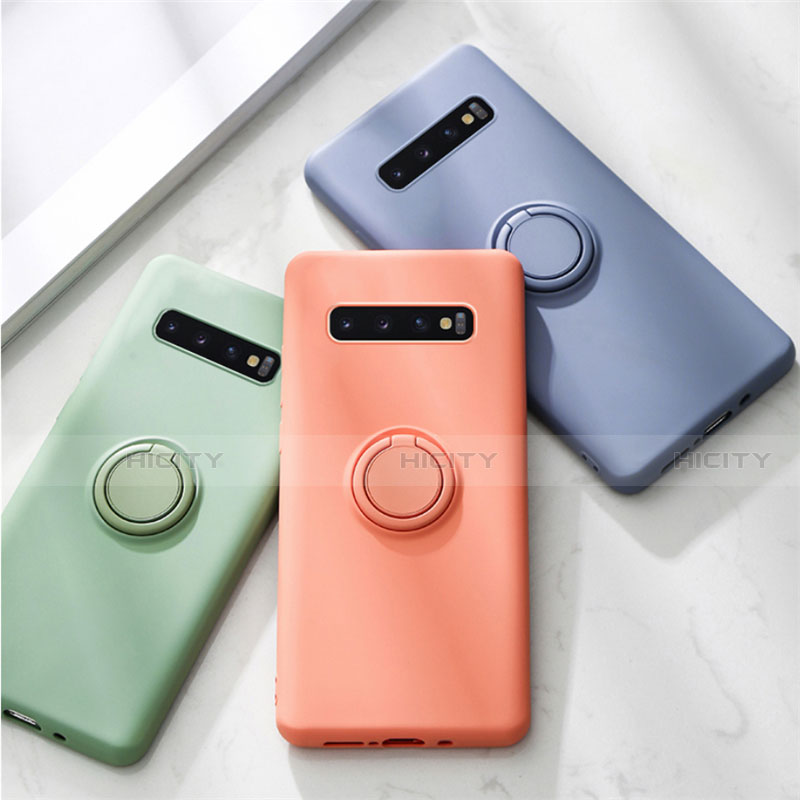 Custodia Silicone Ultra Sottile Morbida Cover con Magnetico Anello Supporto T03 per Samsung Galaxy S10 Plus