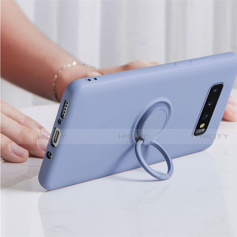 Custodia Silicone Ultra Sottile Morbida Cover con Magnetico Anello Supporto T03 per Samsung Galaxy S10 Plus