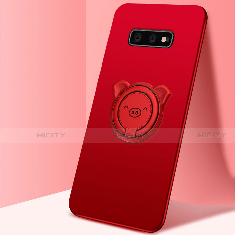 Custodia Silicone Ultra Sottile Morbida Cover con Magnetico Anello Supporto T03 per Samsung Galaxy S10e