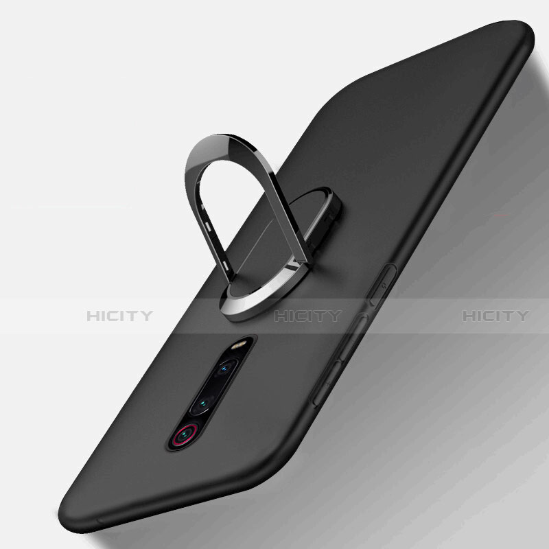 Custodia Silicone Ultra Sottile Morbida Cover con Magnetico Anello Supporto T03 per Xiaomi Mi 9T Nero