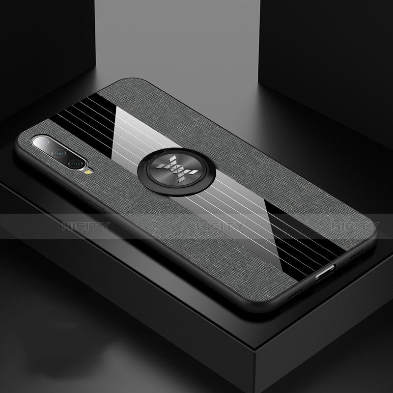 Custodia Silicone Ultra Sottile Morbida Cover con Magnetico Anello Supporto T03 per Xiaomi Mi A3 Grigio Scuro