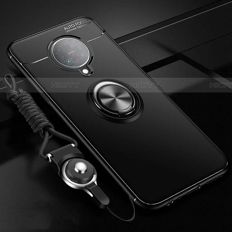 Custodia Silicone Ultra Sottile Morbida Cover con Magnetico Anello Supporto T03 per Xiaomi Poco F2 Pro Nero