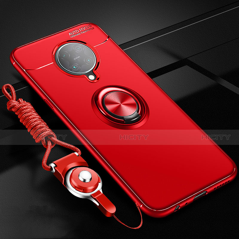 Custodia Silicone Ultra Sottile Morbida Cover con Magnetico Anello Supporto T03 per Xiaomi Redmi K30 Pro Zoom Rosso