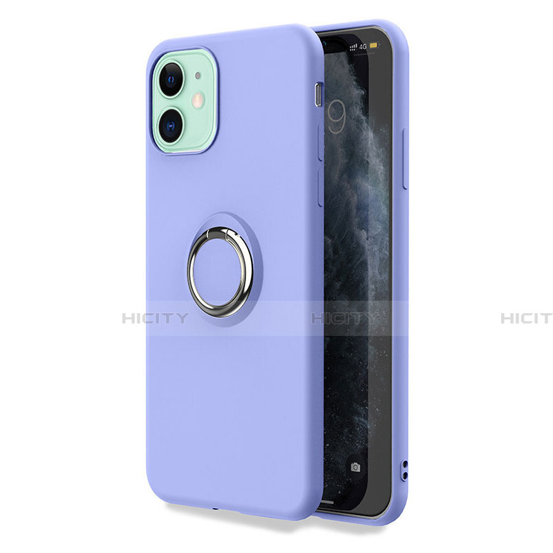 Custodia Silicone Ultra Sottile Morbida Cover con Magnetico Anello Supporto T04 per Apple iPhone 11