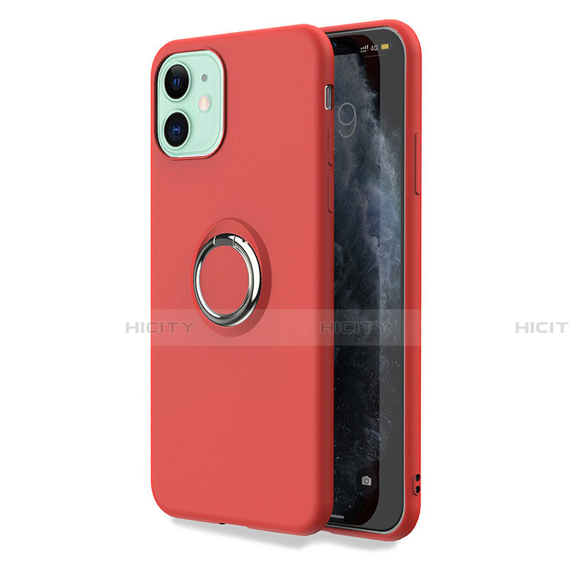 Custodia Silicone Ultra Sottile Morbida Cover con Magnetico Anello Supporto T04 per Apple iPhone 11