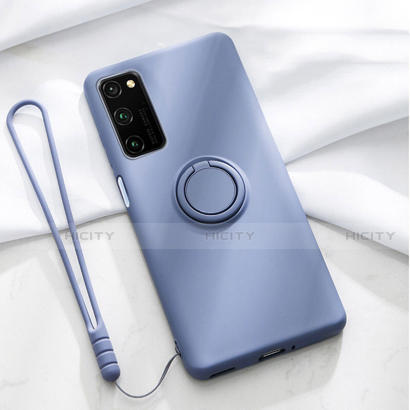 Custodia Silicone Ultra Sottile Morbida Cover con Magnetico Anello Supporto T04 per Huawei Honor V30 5G