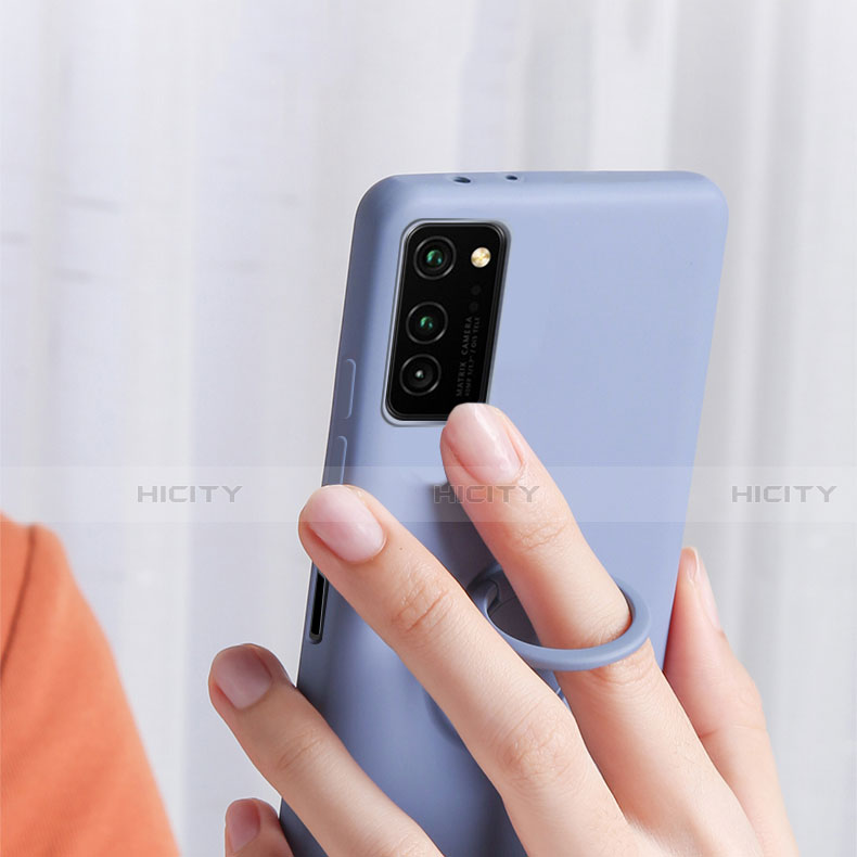 Custodia Silicone Ultra Sottile Morbida Cover con Magnetico Anello Supporto T04 per Huawei Honor View 30 Pro 5G