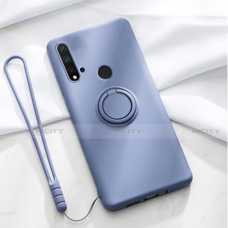 Custodia Silicone Ultra Sottile Morbida Cover con Magnetico Anello Supporto T04 per Huawei P20 Lite (2019)