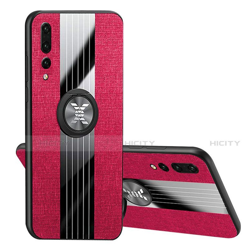 Custodia Silicone Ultra Sottile Morbida Cover con Magnetico Anello Supporto T04 per Huawei P20 Pro