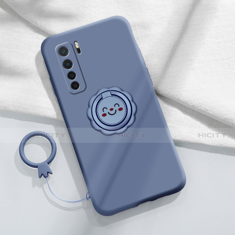 Custodia Silicone Ultra Sottile Morbida Cover con Magnetico Anello Supporto T04 per Huawei P40 Lite 5G