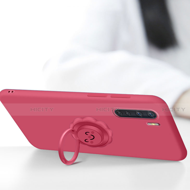 Custodia Silicone Ultra Sottile Morbida Cover con Magnetico Anello Supporto T04 per Oppo A91