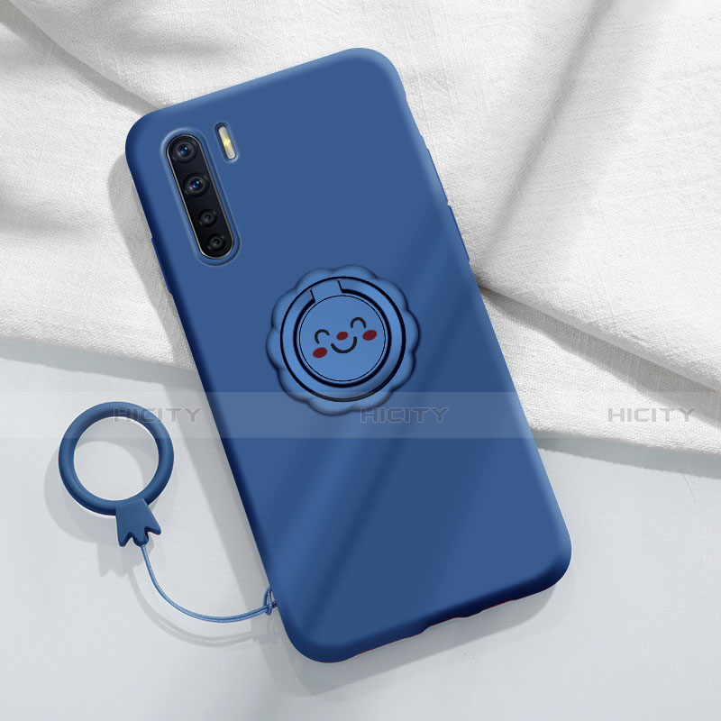 Custodia Silicone Ultra Sottile Morbida Cover con Magnetico Anello Supporto T04 per Oppo A91