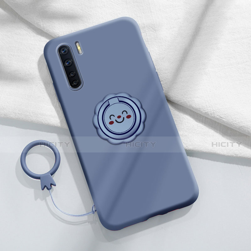 Custodia Silicone Ultra Sottile Morbida Cover con Magnetico Anello Supporto T04 per Oppo A91