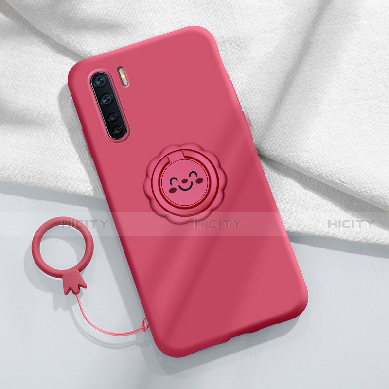 Custodia Silicone Ultra Sottile Morbida Cover con Magnetico Anello Supporto T04 per Oppo A91