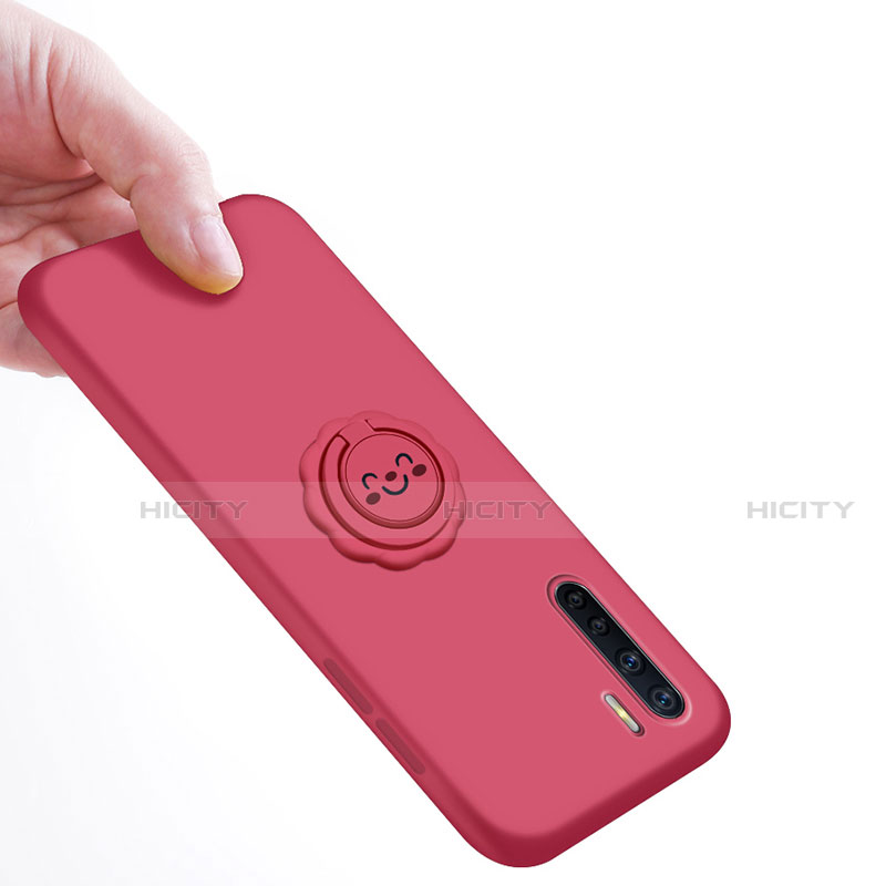 Custodia Silicone Ultra Sottile Morbida Cover con Magnetico Anello Supporto T04 per Oppo Find X2 Lite