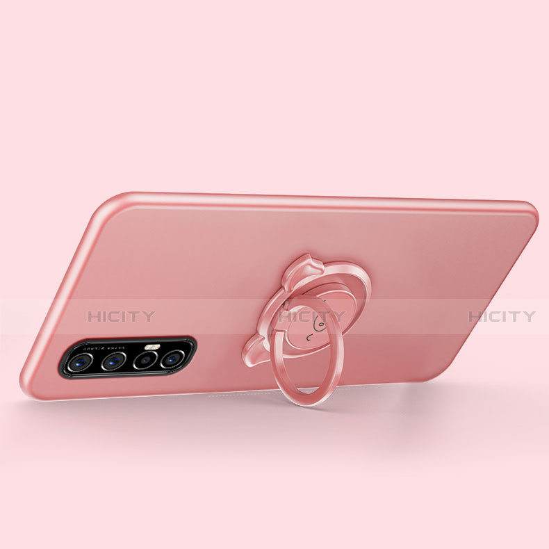 Custodia Silicone Ultra Sottile Morbida Cover con Magnetico Anello Supporto T04 per Oppo Find X2 Neo