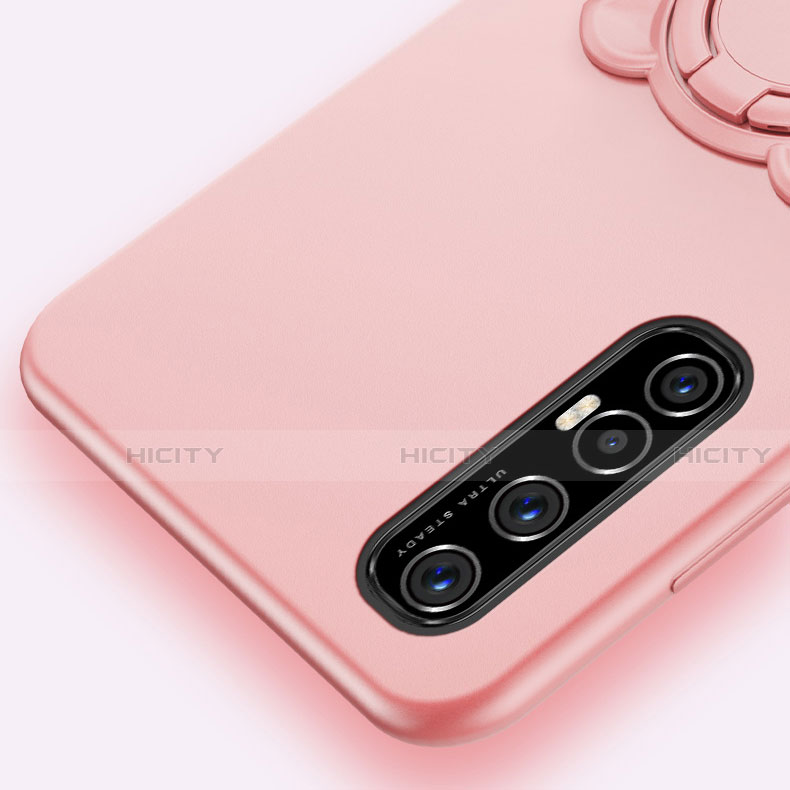 Custodia Silicone Ultra Sottile Morbida Cover con Magnetico Anello Supporto T04 per Oppo Reno3 Pro