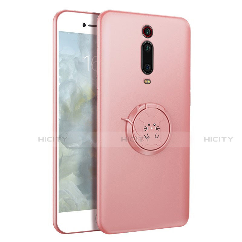 Custodia Silicone Ultra Sottile Morbida Cover con Magnetico Anello Supporto T04 per Xiaomi Mi 9T