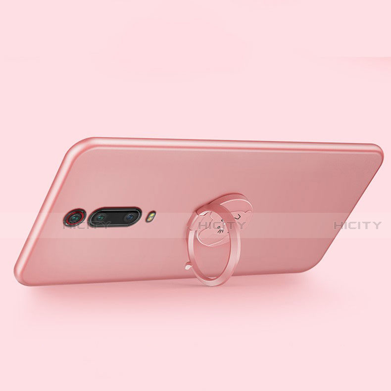 Custodia Silicone Ultra Sottile Morbida Cover con Magnetico Anello Supporto T04 per Xiaomi Mi 9T Pro