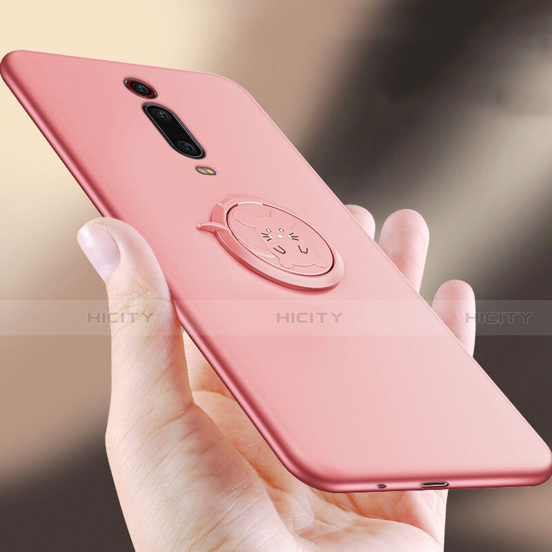 Custodia Silicone Ultra Sottile Morbida Cover con Magnetico Anello Supporto T04 per Xiaomi Redmi K20 Pro